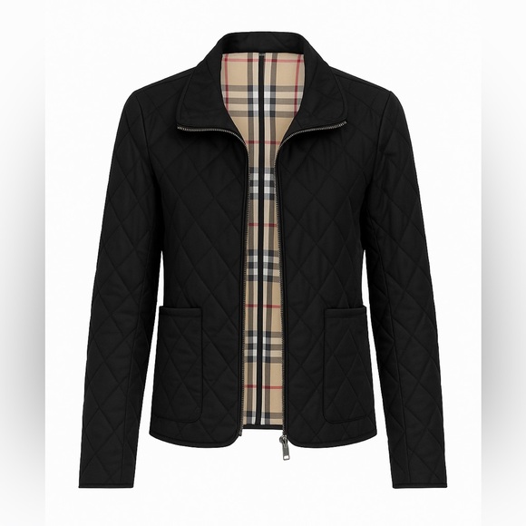Burberry Quilted Jacket – Classic Black with Iconic Check Lining - Picture 1 of 9